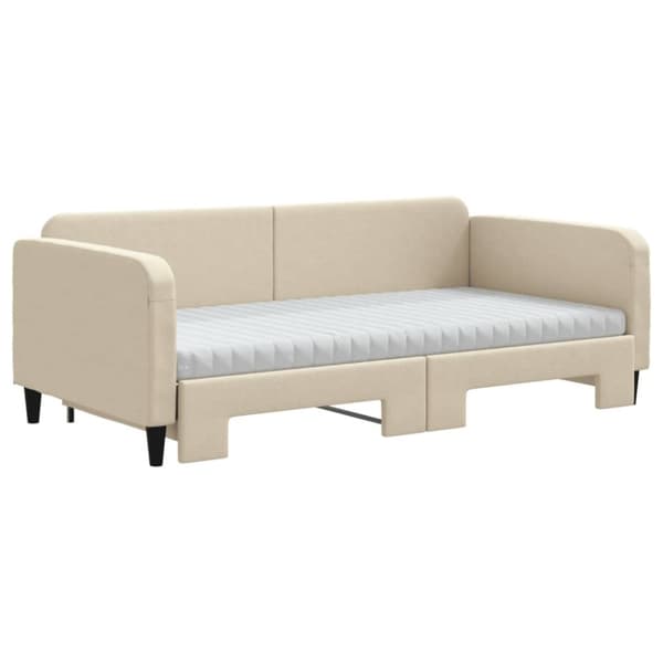 vidaXL daybed med udtræk og madras 100x200 cm stof cremefarvet