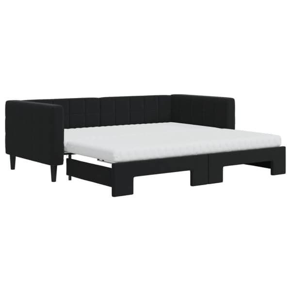 vidaXL daybed med udtræk og madras 90x190 cm velour sort