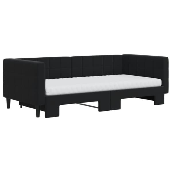 vidaXL daybed med udtræk og madras 90x190 cm velour sort