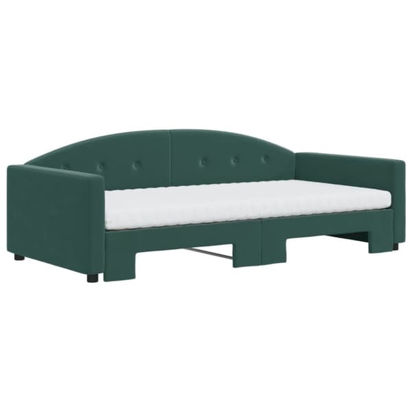 vidaXL daybed med udtræk og madras 100x200 cm velour mørkegrøn