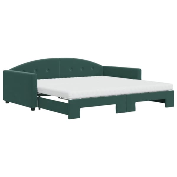 vidaXL daybed med udtræk og madras 100x200 cm velour mørkegrøn