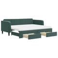 Miniatyrbillede 1 af 11: vidaXL daybed med udtræk og skuffer 90x200 cm velour mørkegrøn