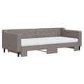 Miniatyrbillede 3 af 11: vidaXL daybed med udtræk og madras 90x200 cm stof gråbrun