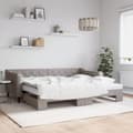 Miniatyrbillede 1 af 11: vidaXL daybed med udtræk og madras 90x200 cm stof gråbrun