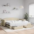 Miniatyrbillede 2 af 11: vidaXL daybed med udtræk og skuffer 100x200 cm stof cremefarvet
