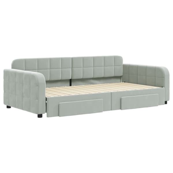 vidaXL Dagbädd utdragbar med lådor ljusgrå 100x200 cm sammet