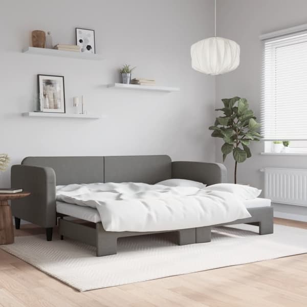 vidaXL daybed med udtræk 90x200 cm stof mørkegrå