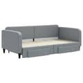 Miniatyrbillede 3 af 11: vidaXL daybed med udtræk og skuffer 100x200 cm stof lysegrå