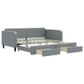 Miniatyrbillede 1 af 11: vidaXL daybed med udtræk og skuffer 100x200 cm stof lysegrå