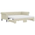 Miniatyrbillede 3 af 11: vidaXL daybed med udtræk og madrasser 90x200 cm kunstlæder cremefarvet