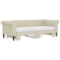 Miniatyrbillede 4 af 11: vidaXL daybed med udtræk og madrasser 90x200 cm kunstlæder cremefarvet