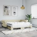 Miniatyrbillede 2 af 11: vidaXL daybed med udtræk og madrasser 90x200 cm kunstlæder cremefarvet