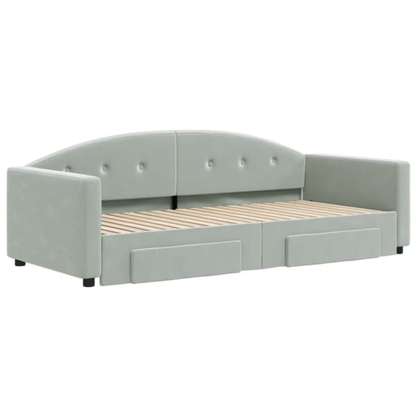 vidaXL daybed med udtræk og skuffer 90x190 cm velour lysegrå