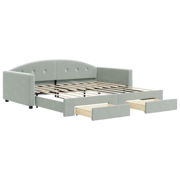 vidaXL daybed med udtræk og skuffer 90x190 cm velour lysegrå