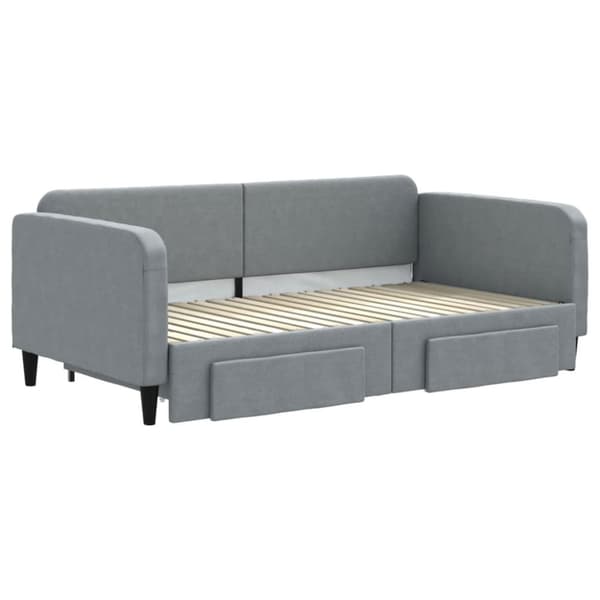 vidaXL daybed med udtræk og skuffer 90x190 cm stof lysegrå