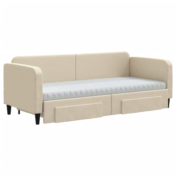 vidaXL daybed med udtræk og skuffer 80x200 cm stof cremefarvet