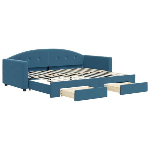 vidaXL Dagbädd utdragbar med lådor blå 90x200 cm sammet