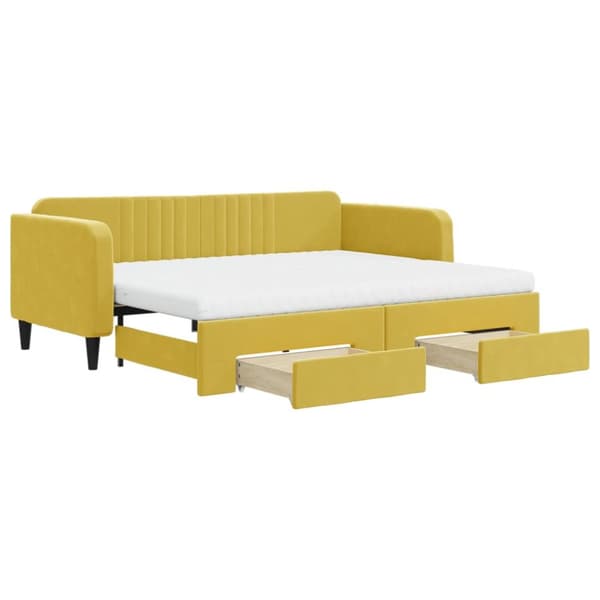 vidaXL daybed med udtræk og skuffer 90x200 cm velour gul