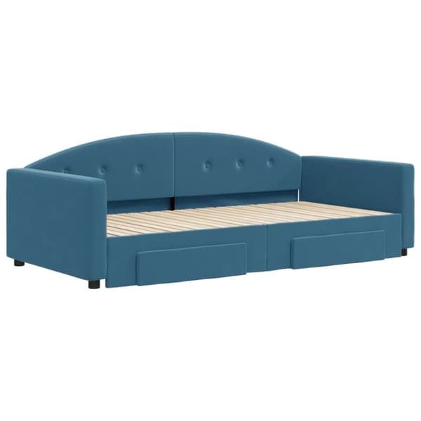 vidaXL daybed med udtræk og skuffer 100x200 cm velour blå