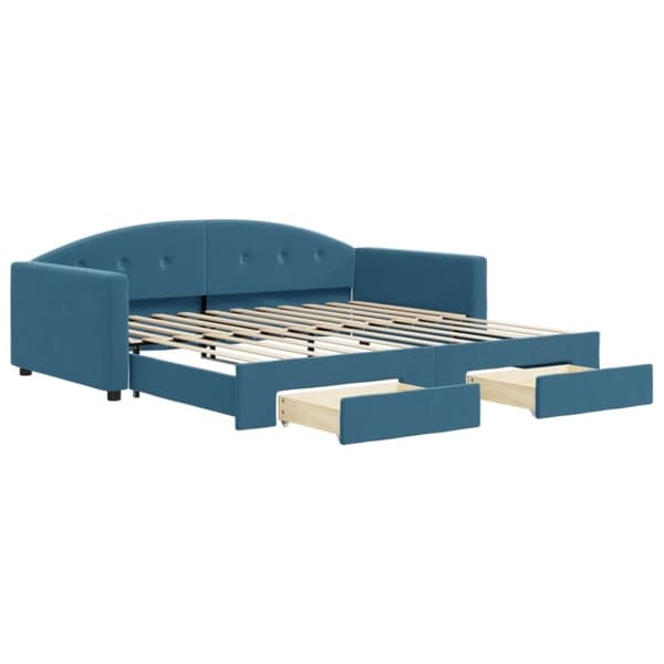 vidaXL daybed med udtræk og skuffer 100x200 cm velour blå