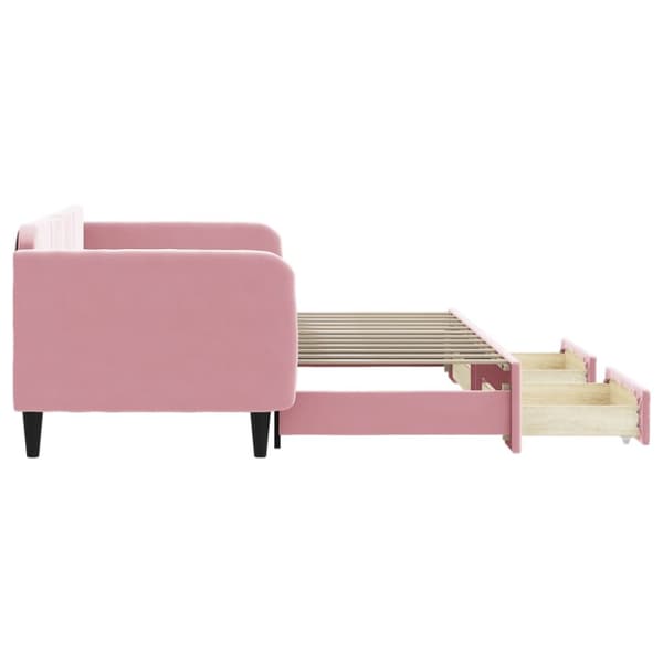 vidaXL daybed med udtræk og skuffer 90x200 cm velour lyserød