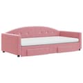 Miniatyrbillede 2 af 11: vidaXL daybed med udtræk og skuffer 100x200 cm velour lyserød