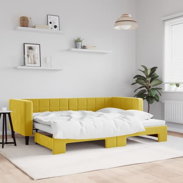 vidaXL daybed med udtræk 80x200 cm velour gul