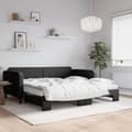 Miniatyrbillede 2 af 11: vidaXL daybed med udtræk og madras 100x200 cm stof sort