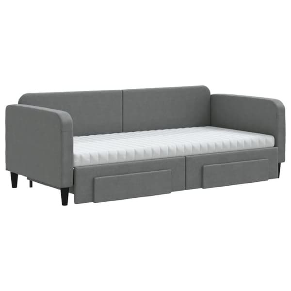 vidaXL daybed med udtræk og skuffer 90x190 cm stof mørkegrå