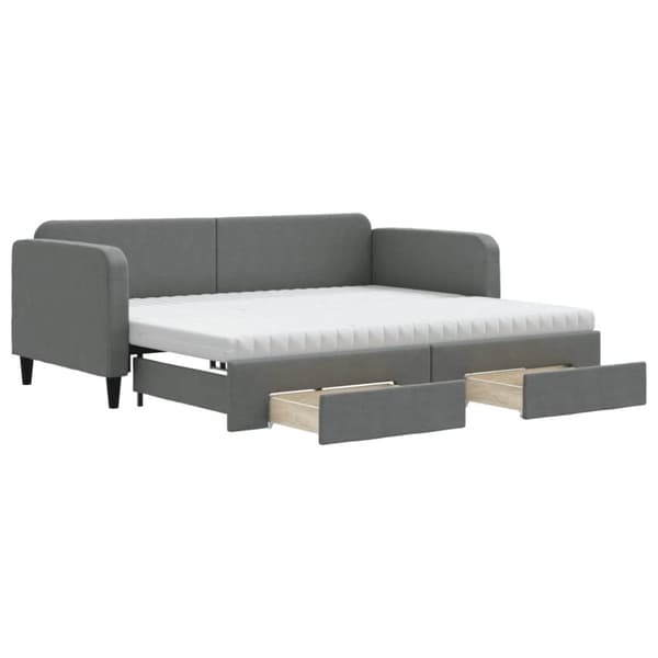 vidaXL daybed med udtræk og skuffer 90x190 cm stof mørkegrå