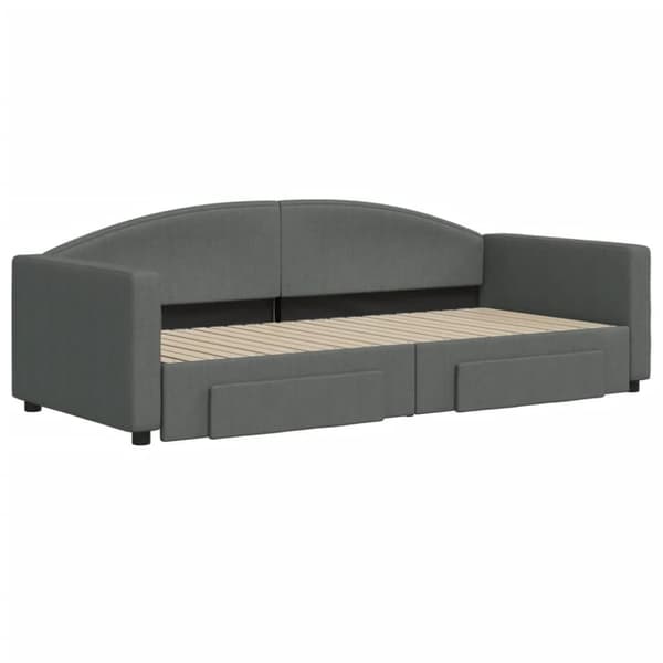 vidaXL daybed med udtræk og skuffer 90x200 cm stof mørkegrå