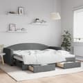 Miniatyrbillede 2 af 11: vidaXL daybed med udtræk og skuffer 90x200 cm stof mørkegrå