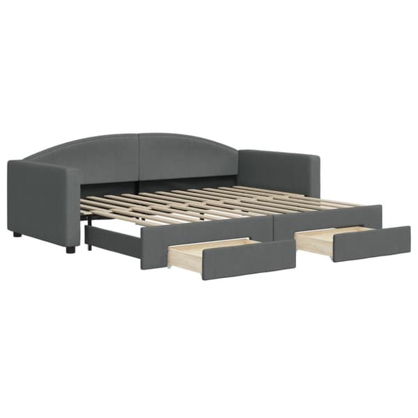 vidaXL daybed med udtræk og skuffer 90x200 cm stof mørkegrå