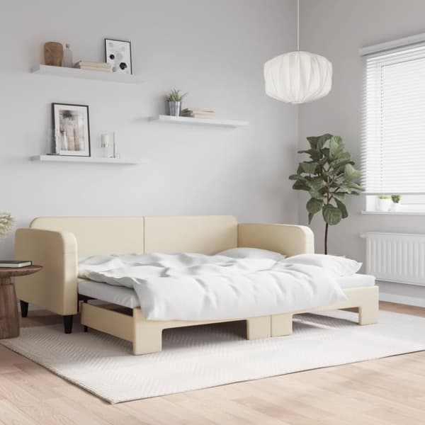 vidaXL daybed med udtræk 90x200 cm stof cremefarvet