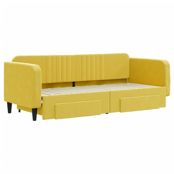 vidaXL daybed med udtræk og skuffer 80x200 cm velour gul
