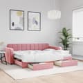 Miniatyrbillede 2 af 11: vidaXL Dagbädd utdragbar med lådor rosa 80x200 cm sammet