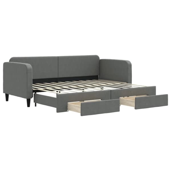 vidaXL daybed med udtræk og skuffer 80x200 cm stof mørkegrå