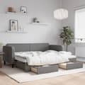 Miniatyrbillede 1 af 11: vidaXL daybed med udtræk og skuffer 80x200 cm stof mørkegrå