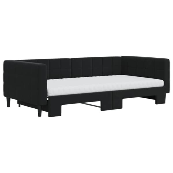 vidaXL daybed med udtræk og madras 100x200 cm velour sort