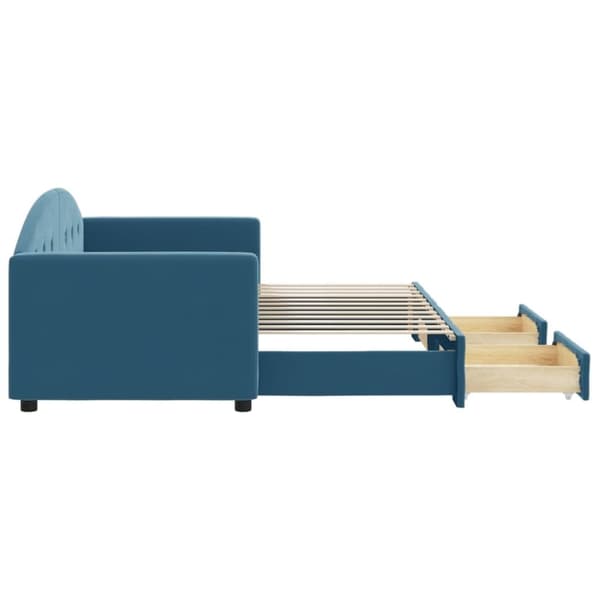 vidaXL daybed med udtræk og skuffer 80x200 cm stof blå