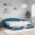 Miniatyrbillede 2 af 9: vidaXL daybed med udtræk og skuffer 80x200 cm stof blå