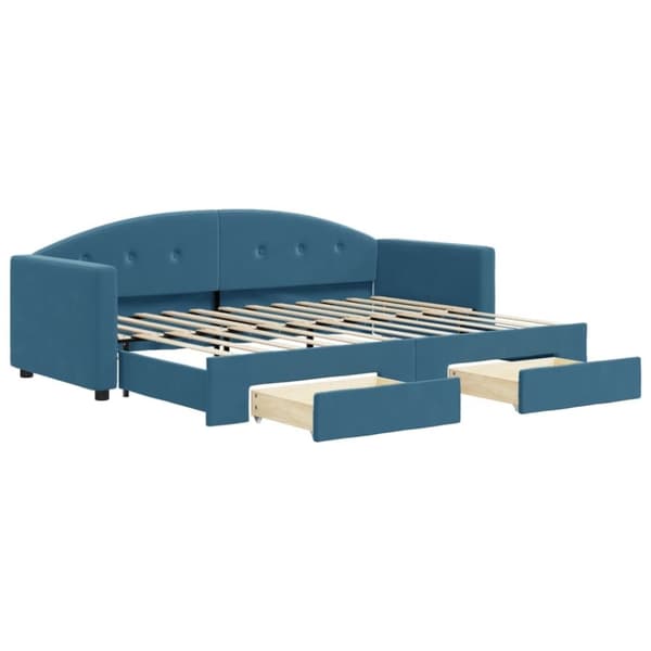 vidaXL daybed med udtræk og skuffer 80x200 cm stof blå