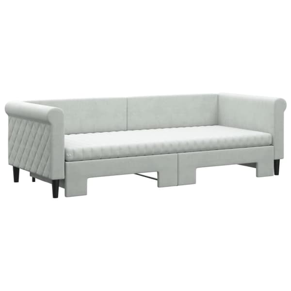 vidaXL daybed med udtræk og madras 80x200 cm velour lysegrå