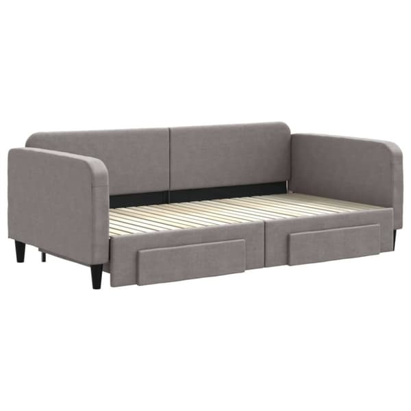 vidaXL daybed med udtræk og skuffer 100x200 cm stof gråbrun