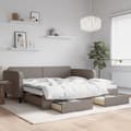 Miniatyrbillede 2 af 11: vidaXL daybed med udtræk og skuffer 100x200 cm stof gråbrun