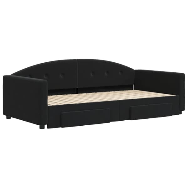 vidaXL daybed med udtræk og skuffer 100x200 cm velour sort