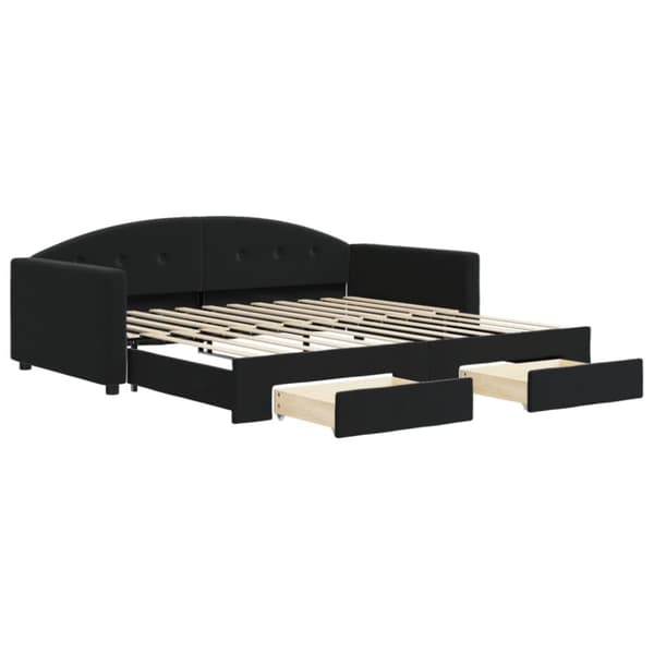 vidaXL daybed med udtræk og skuffer 100x200 cm velour sort