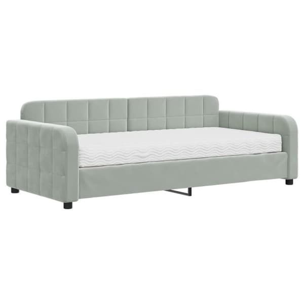 vidaXL daybed med madras 90x190 cm velour lysegrå