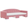 Miniatyrbillede 3 af 11: vidaXL daybed med udtræk og madras 90x200 cm velour lyserød