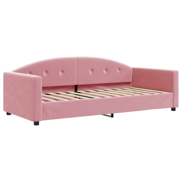 vidaXL daybed med udtræk og madras 90x200 cm velour lyserød
